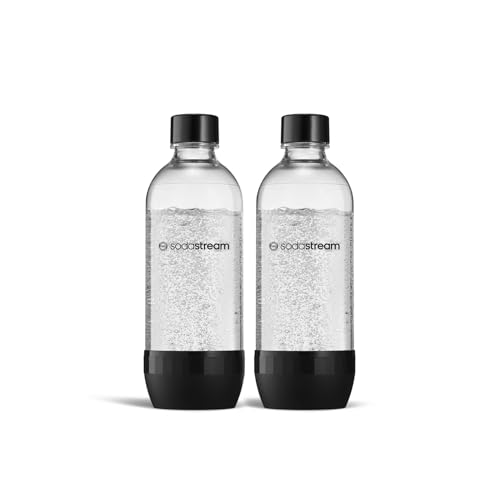 SodaStream DuoPack Tritan 1L Ersatzflaschen für alle gängigen Wassersprudler mit Kunststoff-Flaschen mit Schraubgewinde, 2x 1 L PET-Flasche, Schwarz von SodaStream