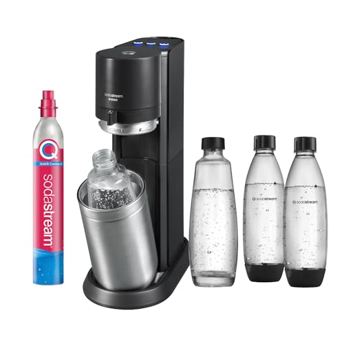 SodaStream elektrischer Wassersprudler E-DUO mit Quick-Connect CO2-Zylinder| inkl. 1x 1L Glasflasche und 2x 1L FUSE Kunststoffflasche (spülmaschinengeeignet) | Farbe: Titan von SodaStream