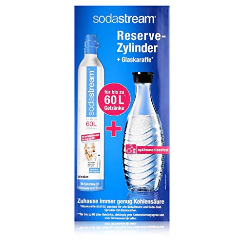 Sodastream 1100065490 Reservepack mit 1x CO2-Zylinder und 1x 0,6 L Glaskaraffe, metall von SodaStream