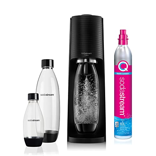 sodastream Wassersprudler Black Value Pack x3 mit 2 à 1 l 2 l Flasche spülmaschinenfest und 1 Quick Connect Zylinder, Acryl, Terra Schwarz von SodaStream
