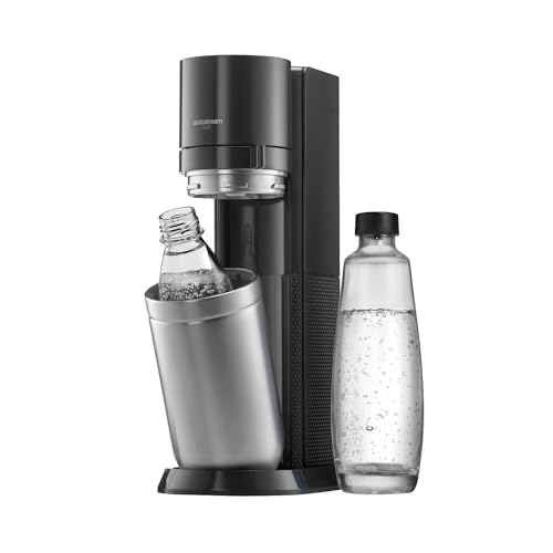 SodaStream Wassersprudler DUO Umsteiger ohne CO2-Zylinder, 1x 1L Glasflasche und 1x 1L spülmaschinenfeste Kunststoff-Flasche, Höhe: 44cm, Farbe: Titan, 19,1x36,6x44,5 von SodaStream