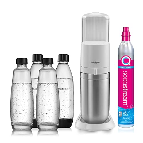 SodaStream Wassersprudler Duo White Megapack mit 4 Flaschen und 1 Zylinder, Weiß, 2270181 von SodaStream