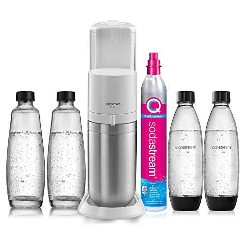 SodaStream Wassersprudler Duo White Megapack mit 4 Flaschen und 1 Zylinder, Weiß, 2270181 von SodaStream