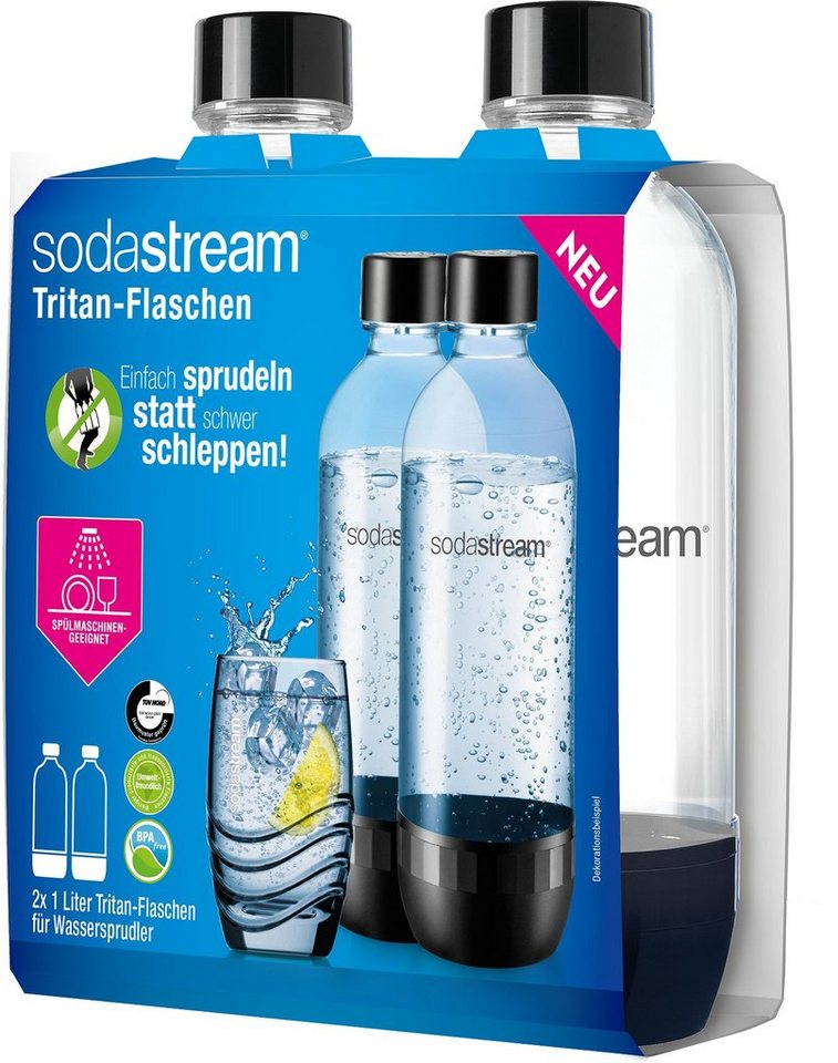 SodaStream Wassersprudler Flasche DuoPack 2x 1L Tritan-Flasche, (Set, 2-tlg), Ersatzflaschen für SodaStream Wassersprudler mit PET-Flaschen von SodaStream