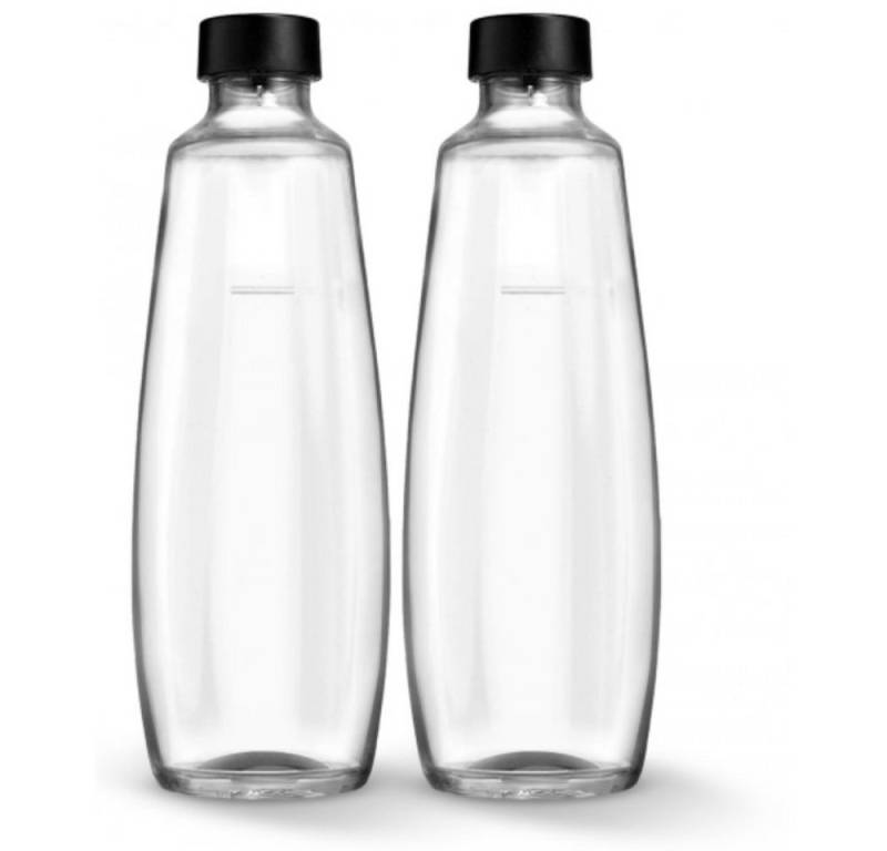 SodaStream Wassersprudler Flasche Twinpack 1 Liter - Glasflasche - transparent/schwarz von SodaStream