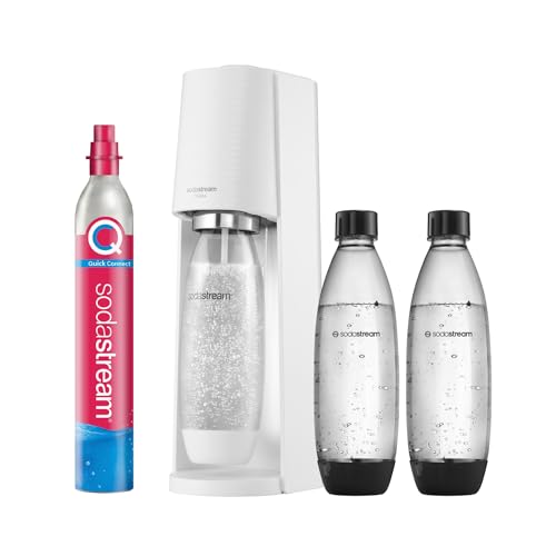 SodaStream Wassersprudler TERRA Promopack mit CO2-Zylinder und 3x 1L spülmaschinenfeste Kunststoff-Flasche, Weiß, 1100447490, Höhe 44cm von SodaStream