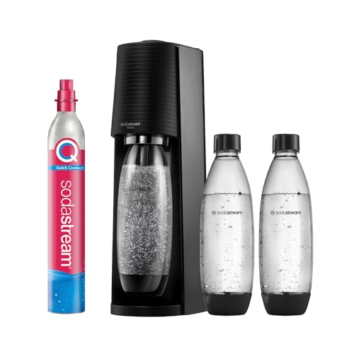 SodaStream Wassersprudler TERRA Promopack mit CO2-Zylinder und spülmaschinenfeste Kunststoff-Flasche, Schwarz, Höhe 44cm von SodaStream