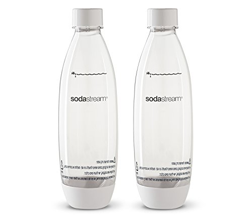 Sodastream Source 2 Pack Original weiße Kohlensäurewasserflaschen, wiederverwendbar, 1 Liter, BPA-frei, passt nur – Spiel-, Quell-, Power-, Spirituosen- und Sprudelwasserbereiter von SodaStream