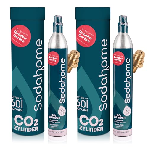 Sodahome 2x CO2 Zylinder für 60L Sprudelwasser - Kompatibel mit allen Quooker Geräten - Kohlensäure Zylinder zum Einschrauben für Sprudelwasser - geprüft & abgefüllt in Deutschland (2er Set) von Sodahome