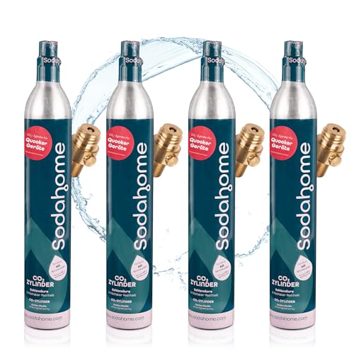 Sodahome 4x CO2 Zylinder für 60L Sprudelwasser - Kompatibel mit allen Quooker Geräten - Kohlensäure Zylinder zum Einschrauben für Sprudelwasser - geprüft & abgefüllt in Deutschland (4er Set) von Sodahome