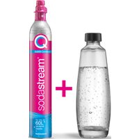 SodaStream Wassersprudler "QC-Reservepack", (Set, 2 tlg.), 1x Quick Connect CO2-Zylinder (Ergiebigkeit: 60L), 1x 1L Glasflasche von Sodastream