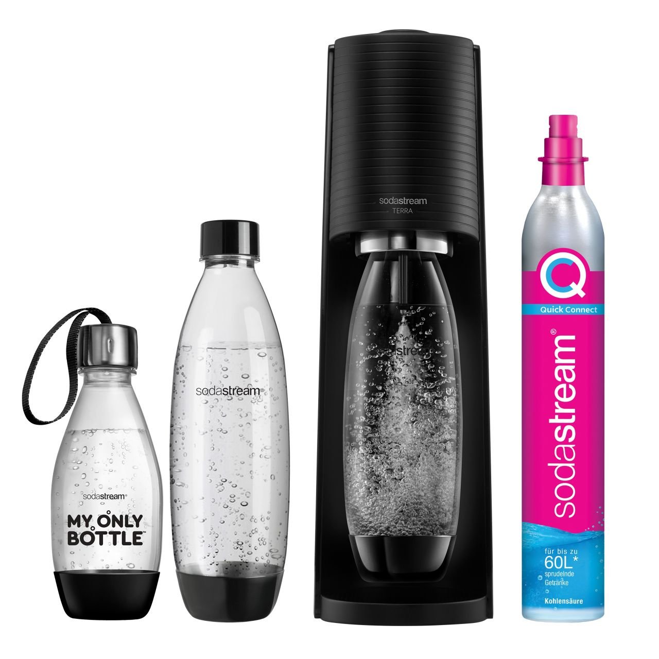 Sodastream Trinkwassersprudler Terra Vorteilspack schwarz mit 3 Flaschen von Sodastream