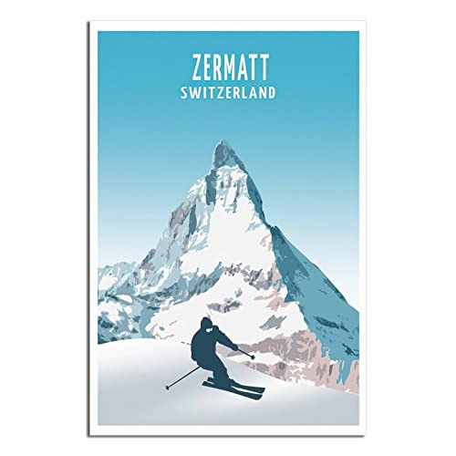 Sodolike Zermatt Matterhorn Schweiz Vintage Reiseposter Modern Büro Familie Schlafzimmer Wanddekoration Poster Geschenk von Sodolike