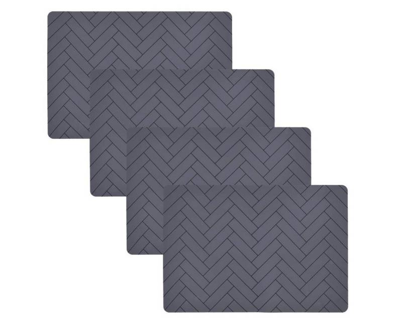 Södahl Platzset Tiles, 4er Tischset abwischbar, Platzdecken aus Silikon, Skandi, dunkelgrau von Södahl