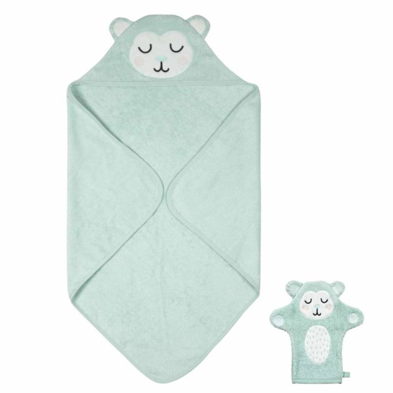SÖDAHL Kapuzenhandtuch Set mit Waschhandschuh MONTY MONKEY von Södahl