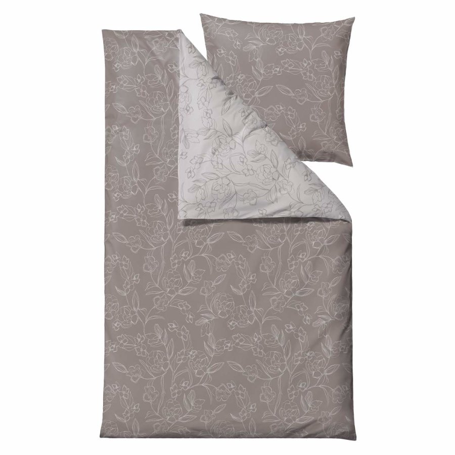 Skandinavische Bettwäsche INFINITY 135x200cm Blumen taupe Södahl von Södahl