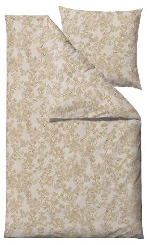 Södahl Blossom Bettwäsche-Set aus 100% Baumwolle/Baumwoll-Satingewebe, Bettbezug 155 x 220 cm, Kissenbezug 80 x 80 cm, Golden von Södahl