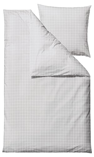 Södahl Clear Bettwäsche 135x200 cm aus 100% Baumwolle, Set mit 1 Bettbezug 135 x 200 cm und 1 Kissenbezug 80 x 80 cm, Kariert, Weiß von Södahl