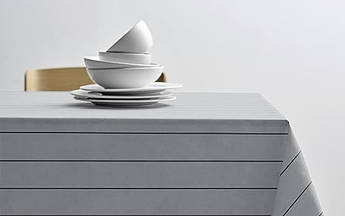 Södahl Line Tischdecke aus 100% Baumwolle, Moderner Tischtuch mit Streifen, 140 x 270 cm, Light Grey/Ash von Södahl