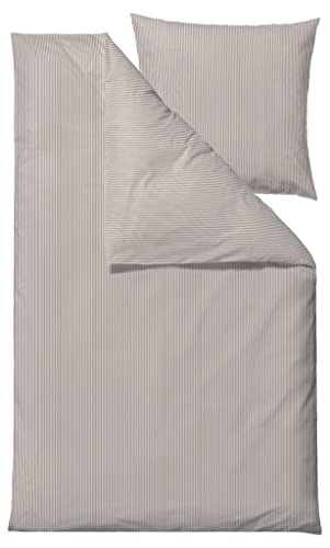 Södahl Organic Classic Stripe Bettwäsche-Set aus 100% Bio-Baumwolle, Bettbezug 135 x 200 cm, Kissenbezug 80 x 80 cm, Taupe (Braun) von Södahl