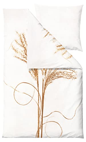 Södahl Organic Silvergrass Bio Bettwäsche 135x200 cm aus 100% Baumwolle, Set mit 1 Bettbezug 135 x 200 cm und 1 Kissenbezug 80 x 80 cm, Mustard (Weiß/Beige) von Södahl