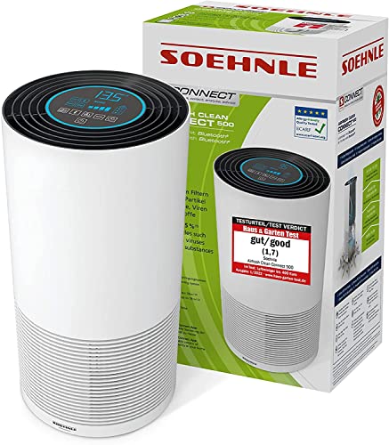 Soehnle Airfresh Clean Connect 500 mit Bluetooth Luftreiniger mit App-Anbindung, Air Purifier reinigt Partikel, Luftreiniger für beste Luftqualität, UV-Licht von Soehnle