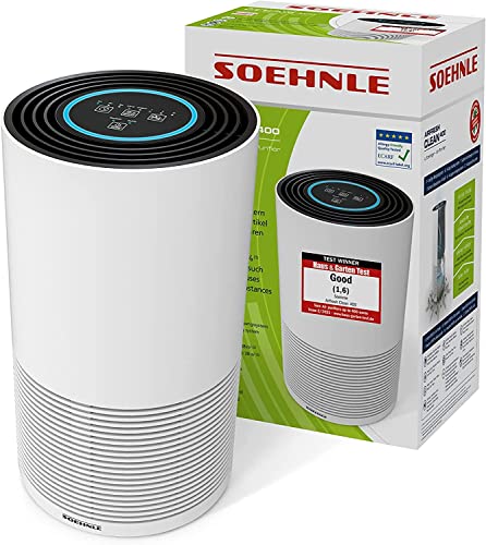 Soehnle Luftreiniger AirFresh Clean 400 mit 4-stufigem Reinigungssystem entfernt bis 99,95% der Bakterien und Viren, Air Purifier mit Hepa- und Aktivkohlefilter, mit UV-C-Licht ideal für Allergiker von Soehnle