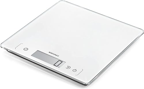 Soehnle Page Comfort 400, digitale Küchenwaage, weiß, Gewicht bis zu 10 kg (1-g-genau), Haushaltswaage mit Sensor-Touch, elektronische Waage inkl. Batterien, extragroße Wiegefläche von Soehnle