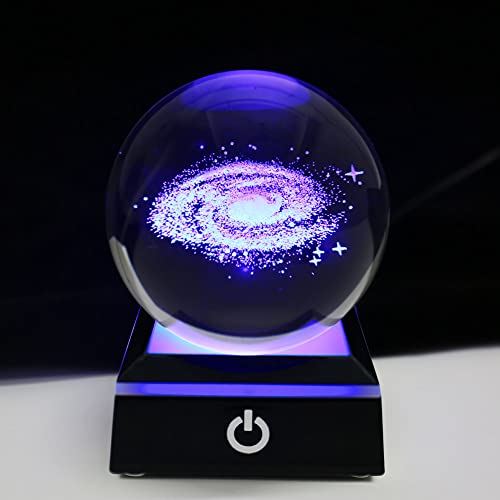 Kristallkugel 3D Milchstraße 8cm/3.15inch Planeten Modell Globus LED Leuchtsockel Home Dekoration Ornament Astronomie Weihnachten Pädagogische Geschenke (Milchstraße Schwarze Basis,8cm) von Soekodu