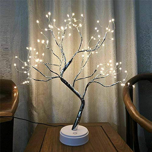 Soekodu Weihnachten Birke Licht, 108 LED Bonsai Baum Lampe Beleuchtete Birke USB oder batteriebetriebener Touch-Schalter Kupferdraht AST Lichter für Zuhause Innendekoration (Warmweißes Licht) von Soekodu