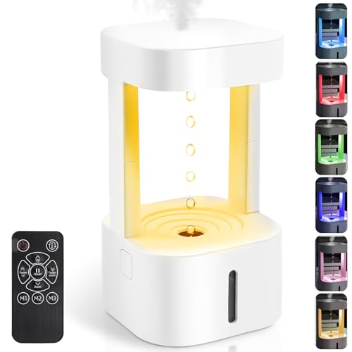 Ultraschall Luftbefeuchter 580ml USB Mini Humidifier mit Anti Schwerkraft Wassertropfen Lichteffekte, Air Diffuser mit LED, Automatische Abschaltung für für Zuhaus Wohnung Schlafzimmer Air Humidifier von Soekodu