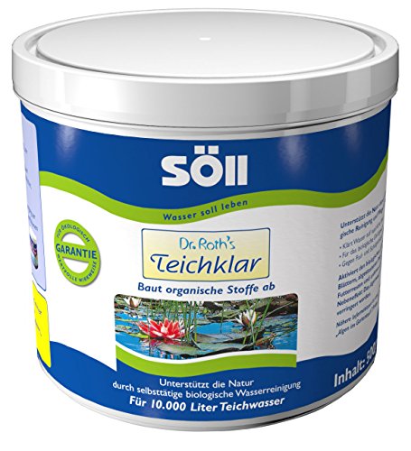 Söll 80380 Dr. Roth's Teichklar mikrobiologische Teichreinigung und Algenprophylaxe 500 g - schadstoffabbauende Mikroorganismen für natürliche Wasserklärung im Teich Schwimmteich Fischteich von Söll