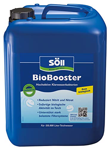 Söll 80409 BioBooster Teichbakterien für klares Wasser rein biologisch 5 l - hochaktive Klarwasserbakterien reduzieren Nitrit Nitrat im Gartenteich Fischteich Schwimmteich Koi-Teich von Söll