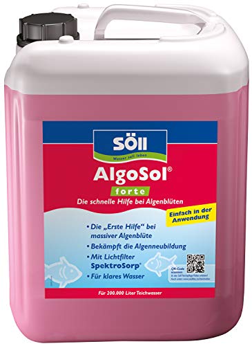 Söll 10492 AlgoSol forte Teichpflegemittel schnelle Hilfe gegen Algen im Teich 10 l - hoch konzentrierte Teichpflege Algenbekämpfung mit Lichtfilter gegen Teichalgen Schwebealgen von Söll