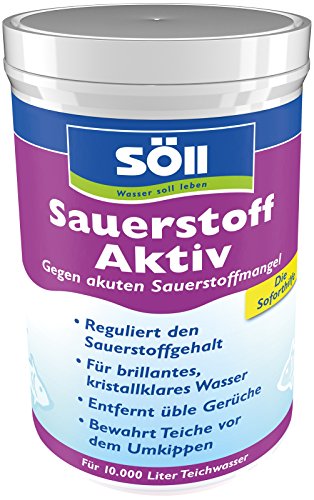 Söll 80473 SauerstoffAktiv Soforthilfe bei akutem Sauerstoffmangel im Teich 1.000 g - Teichpflegemittel reguliert Sauerstoff und entfernt üble Gerüche im Gartenteich Fischteich Koiteich von Söll