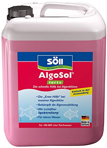 Söll 80489 AlgoSol forte Teichpflegemittel schnelle Hilfe gegen Algen im Teich 5 l - hoch konzentrierte Teichpflege Algenbekämpfung mit Lichtfilter gegen Teichalgen Schwebealgen von Söll