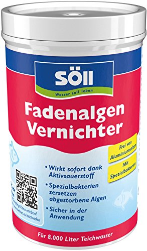 Söll 80591 FadenalgenVernichter mit Aktivsauerstoff, 250 g - Fadenalgenentferner mit Sofortwirkung, gegen Algenwachstum und Fadenalgen im Teich von Söll