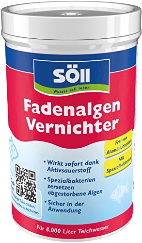 Söll 80591 FadenalgenVernichter mit Aktivsauerstoff 250g -hochwirksamer Fadenalgenentferner mit Sofortwirkung vernichtet Fadenalgen im Pflanzenteich Naturteich Schwimmteich Fischteich Koiteich von Söll