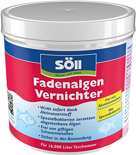 Söll 80594 FadenalgenVernichter mit Aktivsauerstoff 500g -hochwirksamer Fadenalgenentferner mit Sofortwirkung vernichtet Fadenalgen im Pflanzenteich Naturteich Schwimmteich Fischteich Koiteich von Söll