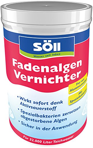 Söll 80599 FadenalgenVernichter mit Aktivsauerstoff 1 kg - Fadenalgenentferner mit Sofortwirkung, Spezialbakterien zersetzen abgestorbene Algen in Teichen von Söll