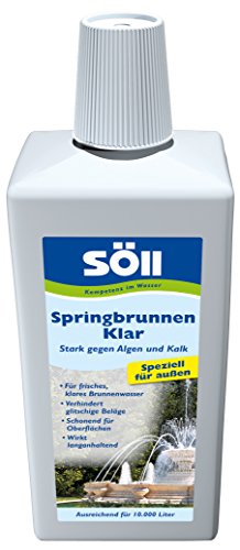 Söll 80694 SpringbrunnenKlar, 1 l (für 10.000 l) - Springbrunnenreiniger speziell für außen/gegen Algen und Kalk/für Brunnen Dekobrunnen Zierbrunnen von Söll