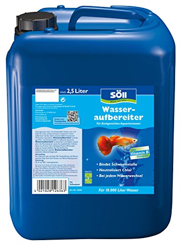 Söll 80813 Wasseraufbereiter Aqua (2,5 Liter für 10.000 l) - Wasserreinigung für Leitungswasser für den sicheren Einsatz im Aquarium/neutralisiert Schadstoffe und ergänzt Zusatzvitamine von Söll