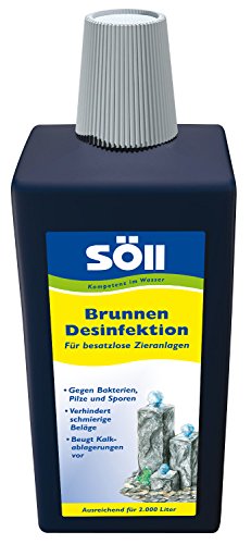 Söll 81448 BrunnenDesinfektion 1 l Desinfektion von Zieranlagen, Dekobrunnen und Springbrunnen ohne Tierbestand – wirksames Reinigungsmittel zur Wasserpflege für hygienisch sauberes Wasser von Söll