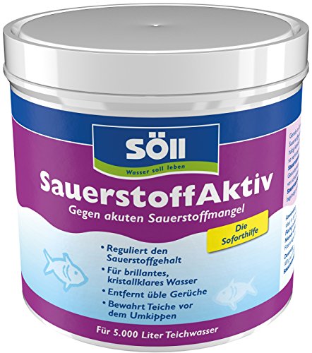 Söll 81798 SauerstoffAktiv, 500 g - Soforthilfe bei akutem Sauerstoffmangel im Teich/Teichpflegemittel reguliert Sauerstoff und entfernt üble Gerüche im Gartenteich Fischteich Koiteich von Söll