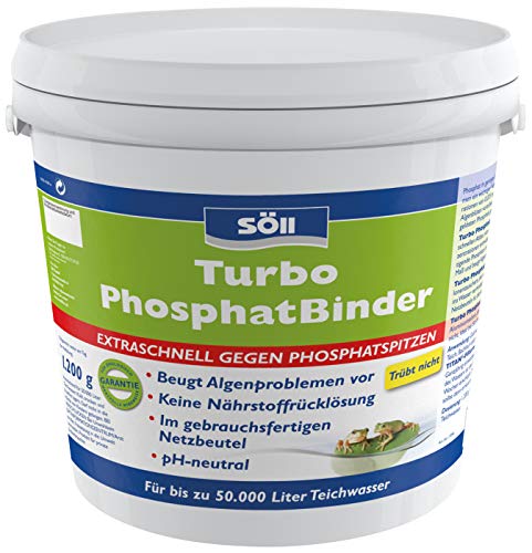 Söll 82710 Turbo PhosphatBinder (1,2 kg) - extraschnell gegen Phosphatspitzen/Teichpflegemittel zur schnellen Phosphatbindung und Algenvorbeugung im Gartenteich, Schwimmteich, Fischteich von Söll