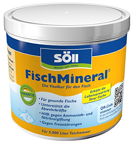 Söll 82717 FischMineral, 500 g - Vitalkur für Teichfische - Fischpflegemittel entgiftet, neutralisiert, optimiert Wasser mit lebenswichtigen Mineralien - vitale Fische im Fischteich, Gartenteich, Koiteich von Söll