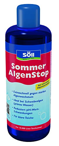 Söll 83159 SommerAlgenStop, 500 ml - Teichpflegemittel gegen starkes Algenwachstum im Sommer/extraschnelle Teichpflege gegen Schwebealgen Teichalgen Blaualgen von Söll
