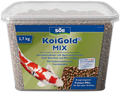 Söll KoiGold Mix, 7 l - Koifutter mit Spurenelementen und Vitaminen zur vollwertigen Ernährung von Koi im Koiteich, Gartenteich, Fischteich von Söll