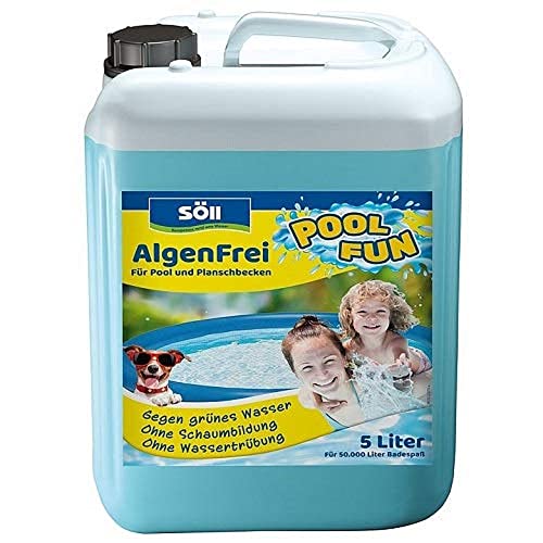 Söll 80465 AlgenFrei Pool Fun Algenmittel Reinigungsmittel flüssig 5 l - wirksamer Poolreiniger gegen Algen im Pool Planschbecken Schwimmbad Kinderbecken Swimmingpool Whirlpool von Söll