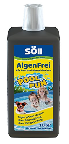 Söll 83690 PoolFun AlgenFrei 1 l - Poolreiniger gegen Algen, Wasserpflege für Pool Planschbecken Kinderpool Swimmingpool Whirlpool von Söll